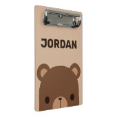 Niedlicher kleiner brauner Bär mit Personalisierte Mini Klemmbrett (Schrägansicht)