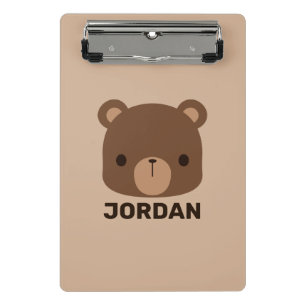 Niedlicher kleiner brauner Bär mit Personalisierte Mini Klemmbrett