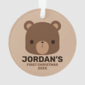 Niedlicher kleiner brauner Bär mit Personalisierte Ornament (Rückseite)