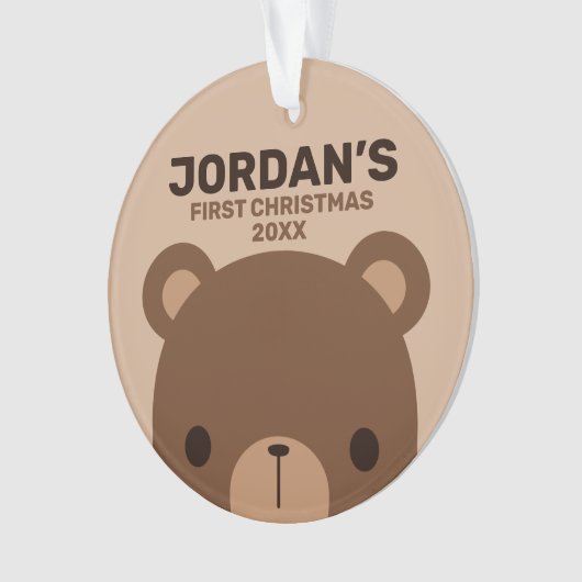 Niedlicher kleiner brauner Bär mit Personalisierte Ornament (Vorderseite)