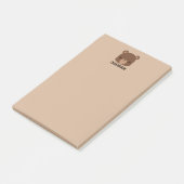 Niedlicher kleiner brauner Bär mit Personalisierte Post-it Klebezettel (angewinkelt)