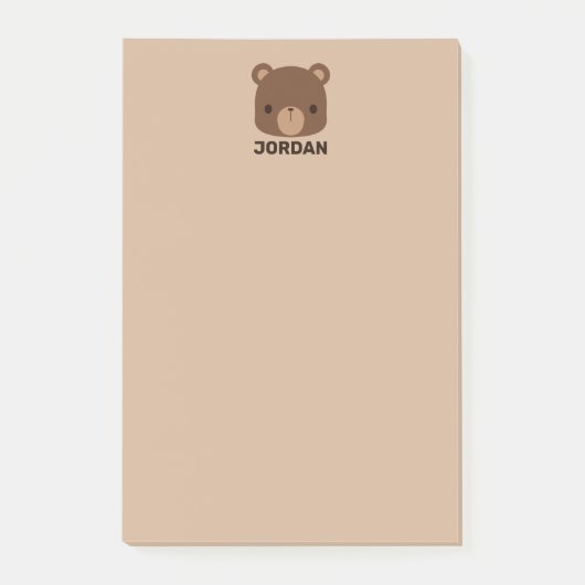 Niedlicher kleiner brauner Bär mit Personalisierte Post-it Klebezettel (Vorderseite)