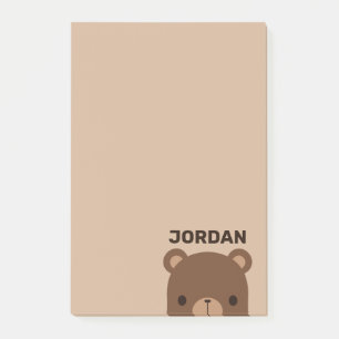 Niedlicher kleiner brauner Bär mit Personalisierte Post-it Klebezettel