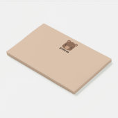 Niedlicher kleiner brauner Bär mit Personalisierte Post-it Klebezettel (angewinkelt)
