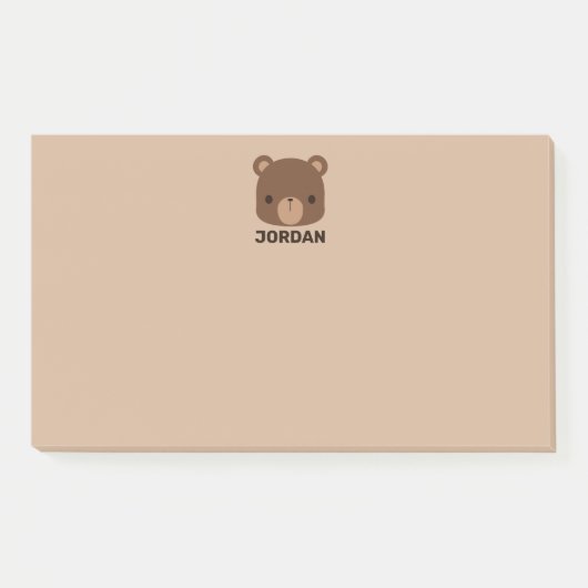 Niedlicher kleiner brauner Bär mit Personalisierte Post-it Klebezettel (Vorderseite)