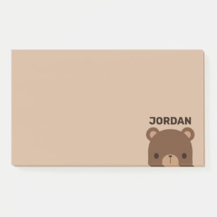 Niedlicher kleiner brauner Bär mit Personalisierte Post-it Klebezettel