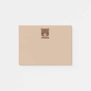 Niedlicher kleiner brauner Bär mit Personalisierte Post-it Klebezettel