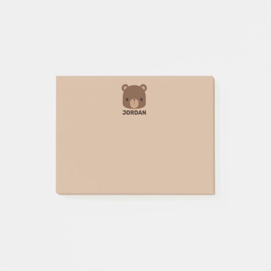 Niedlicher kleiner brauner Bär mit Personalisierte Post-it Klebezettel (Vorderseite)