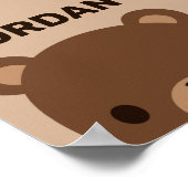 Niedlicher kleiner brauner Bär mit Personalisierte Poster (Ecke)