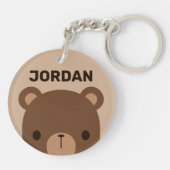 Niedlicher kleiner brauner Bär mit Personalisierte Schlüsselanhänger (Rückseite)