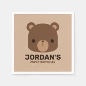 Niedlicher kleiner brauner Bär mit Personalisierte Serviette (Vorderseite)