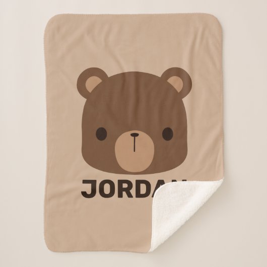 Niedlicher kleiner brauner Bär mit Personalisierte Sherpadecke (Vorderseite)