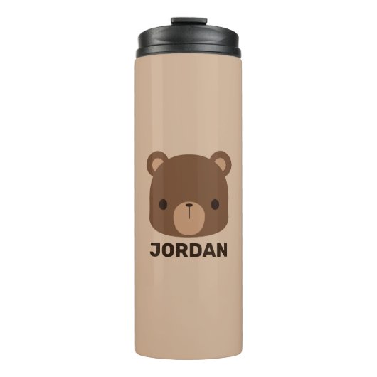 Niedlicher kleiner brauner Bär mit Personalisierte Thermosbecher (Vorderseite)