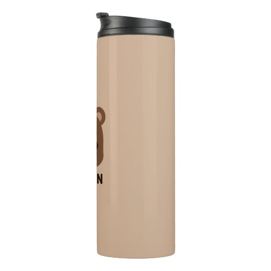Niedlicher kleiner brauner Bär mit Personalisierte Thermosbecher (Nach rechts gedreht)