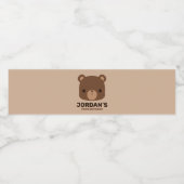 Niedlicher kleiner brauner Bär mit Personalisierte Wasserflaschenetikett (Einzelnes Label)