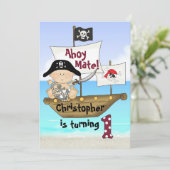 Niedlicher kleiner Buccaneer ~ Pirate 1. Geburtsta Einladung (Stehend Vorderseite)