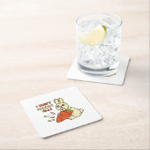 Niedlicher kleiner Bunny hält seine Karotte Rechteckiger Pappuntersetzer (Vor Ort)