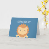 Niedlicher kleiner Cartoon Löwenjunge Kinder glück Karte (Gelbe Blume)