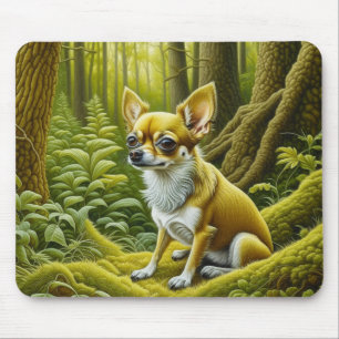 Niedlicher kleiner Chihuahua im Wald Mousepad
