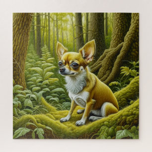 Niedlicher kleiner Chihuahua im Wald Puzzle