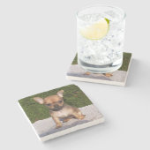 Niedlicher kleiner Chihuahua-Welpenhund Steinuntersetzer (Seitenansicht)