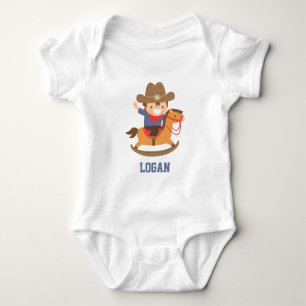 Niedlicher kleiner Cowboy auf Baby Strampler