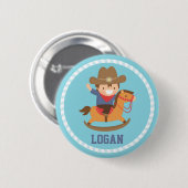 Niedlicher kleiner Cowboy auf Schwingpferd Button (Vorne & Hinten)