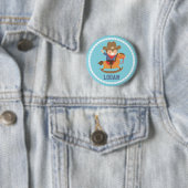 Niedlicher kleiner Cowboy auf Schwingpferd Button (Beispiel)