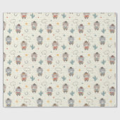 Niedlicher kleiner Cowboy Sheriff Bär auf Sahne Geschenkpapier (Flach)