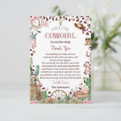Niedlicher kleiner Cowgirl Western Watercolor Baby Dankeskarte (Stehend Vorderseite)