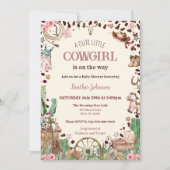 Niedlicher kleiner Cowgirl Western Watercolor Baby Einladung (Vorderseite)