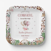 Niedlicher kleiner Cowgirl Western Watercolor Baby Pappteller (Vorderseite)