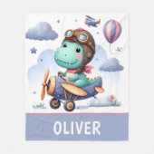 Niedlicher kleiner Dinosaurier mit Lila Flugzeug Fleecedecke (Vorderseite)