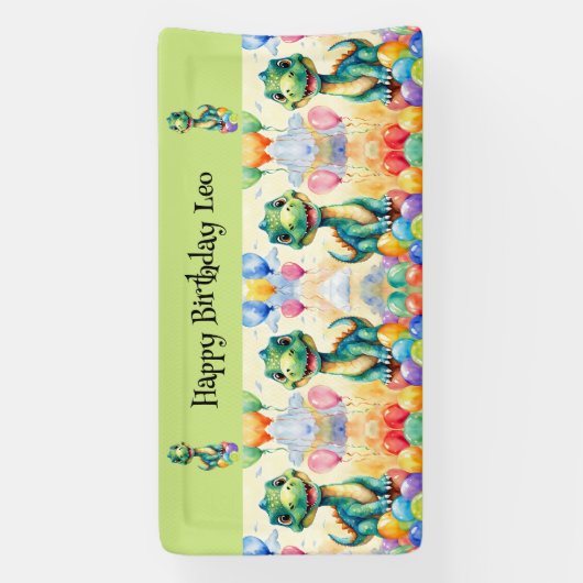 Niedlicher kleiner Dinosaurier mit viel farbenfroh Banner (Vertikal)