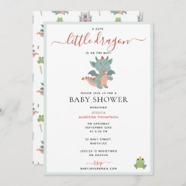 Niedlicher Kleiner Drache auf dem Weg Babydusche Einladung