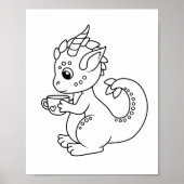 Niedlicher kleiner Drache, der eine Cups-Farbseite Poster (Vorne)