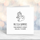 Niedlicher Kleiner Drache mit einer Teacup-Adresse Permastempel