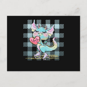 Niedlicher Kleiner Drache mit I Liebe Ihr Herz Postkarte