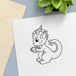 Niedlicher Kleiner Drache mit Teacup Color Me Permastempel