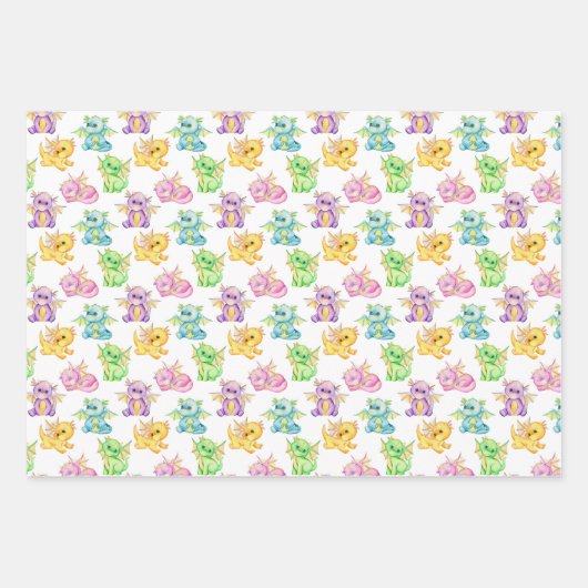 Niedlicher Kleiner Drache - Schleifpapier Geschenkpapier Set (Vorderseite 2)