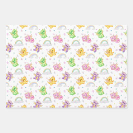 Niedlicher Kleiner Drache - Schleifpapier Geschenkpapier Set