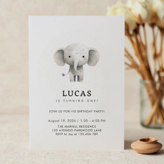 Niedlicher kleiner Elefant 1. Geburtstag Einladung