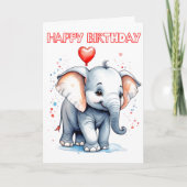 Niedlicher kleiner Elefant Happy Birthday Karte (Vorderseite)