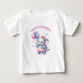 Niedlicher Kleiner Elefant Holding Balloons Geburt Baby T-shirt (Vorderseite)