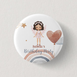Niedlicher Kleiner Engel afro Girls Balloon Geburt Button