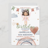 Niedlicher Kleiner Engel afro Girls Balloon Geburt Einladung (Vorne/Hinten)