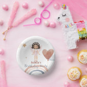 Niedlicher Kleiner Engel afro Girls Balloon Geburt Pappteller (Party)