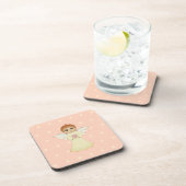 Niedlicher Kleiner Engel auf Light Coral Pink Getränkeuntersetzer (Rechte Seite)