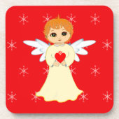 Niedlicher Kleiner Engel auf Red Getränkeuntersetzer (Vorderseite)