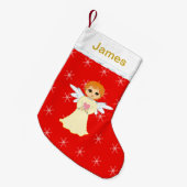 Niedlicher Kleiner Engel auf Red Kleiner Weihnachtsstrumpf (Vorderansicht (hängend))